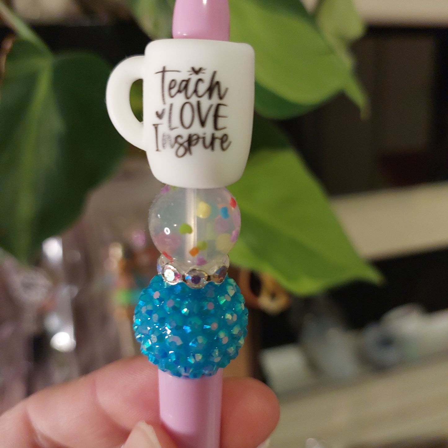 Teach love inspire pen pink
