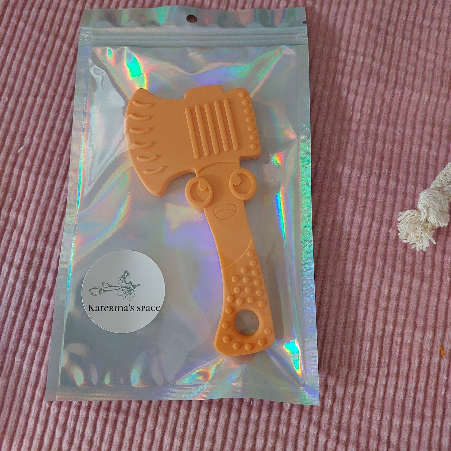 Silicone teether, Orange axe shape