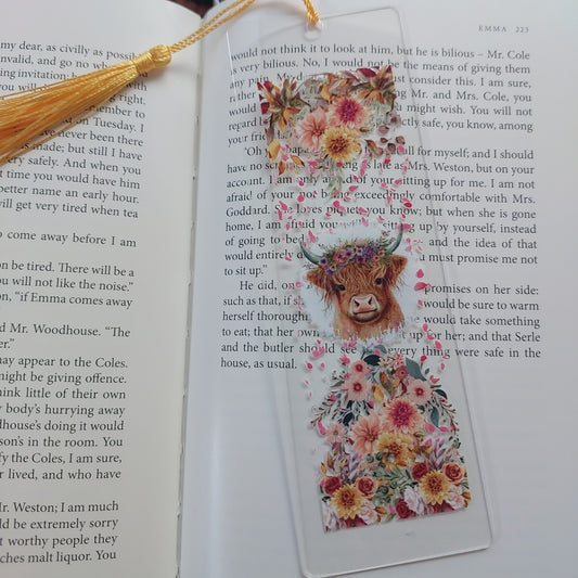 Highland cow Bookmark - gold