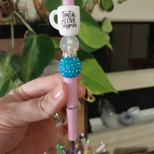 Teach love inspire pen pink