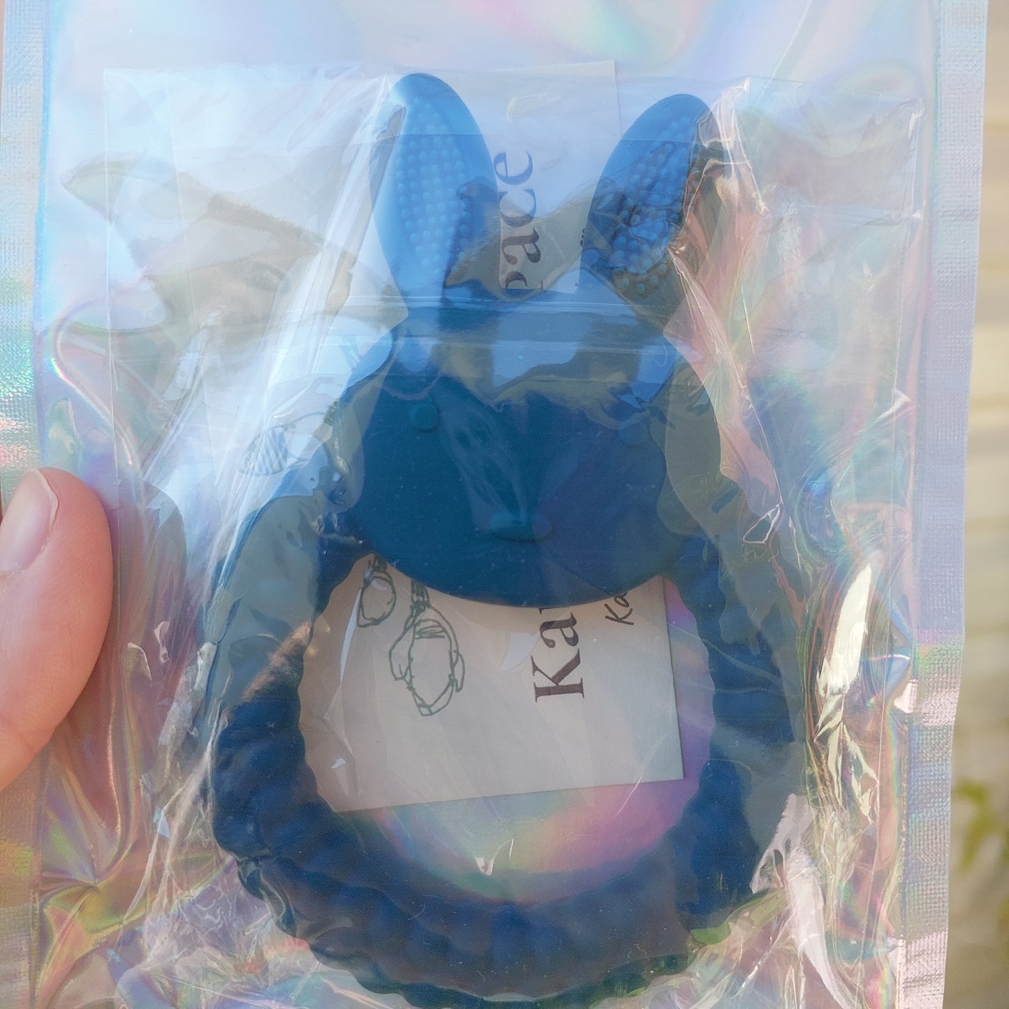 Blue rabbit silicone teether