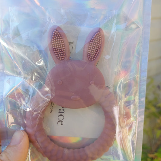 Peach silicone teether