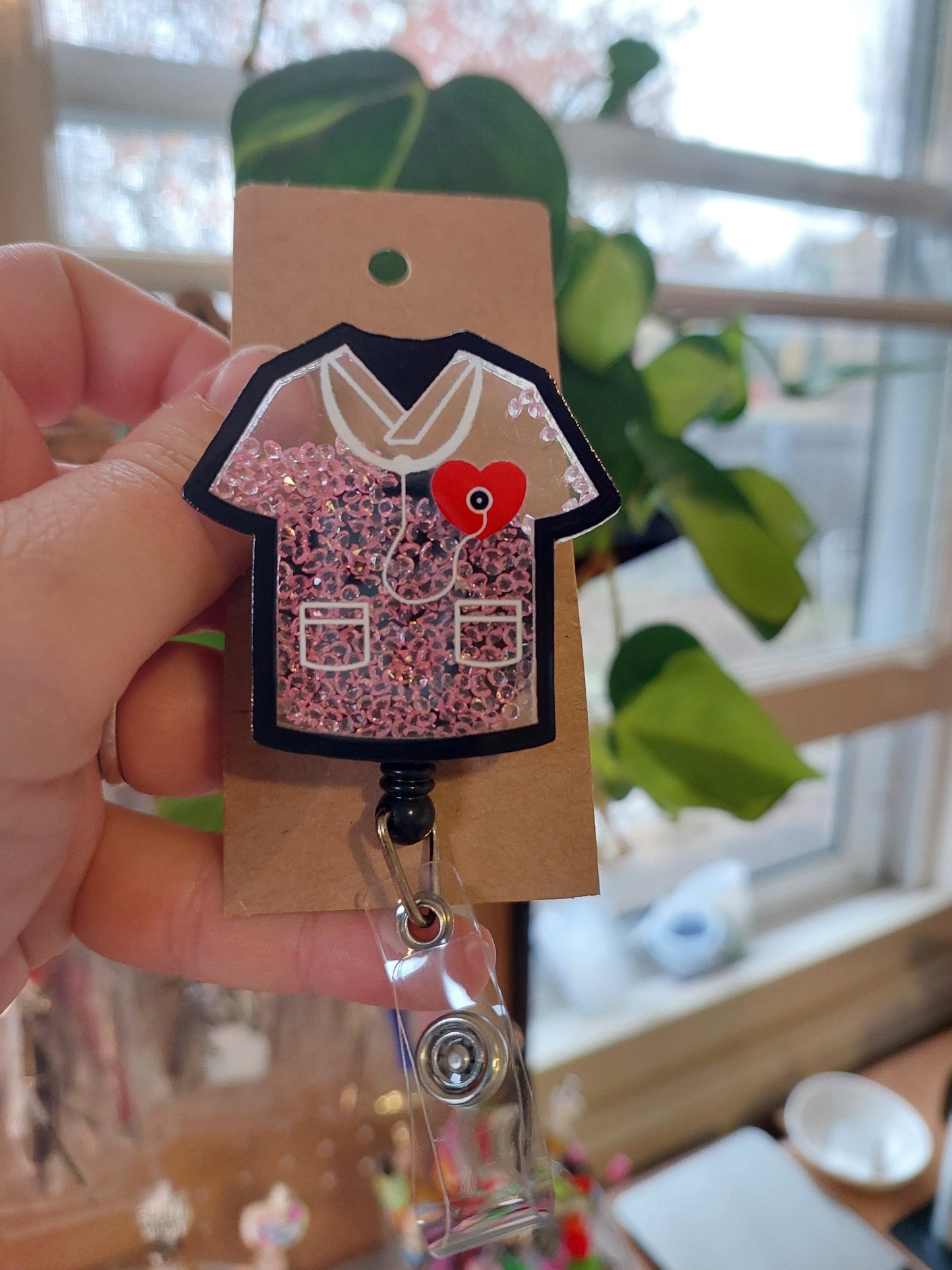 Pink Scrub Top Badge reel