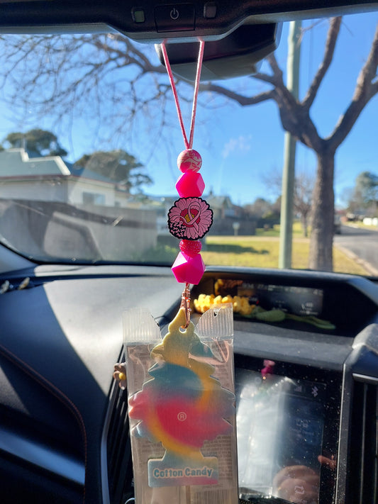 Pink ribbon pendant with clip