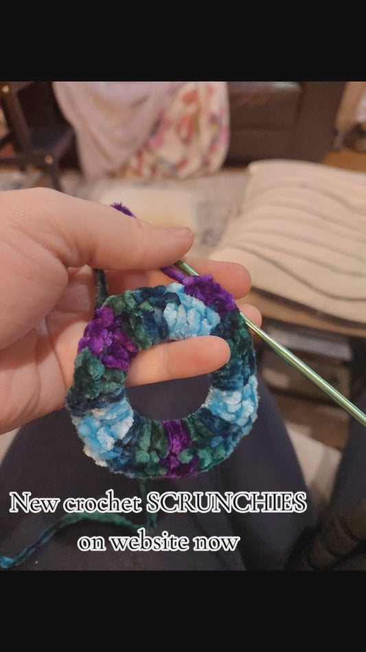 Three crochet SCRUNCHIES